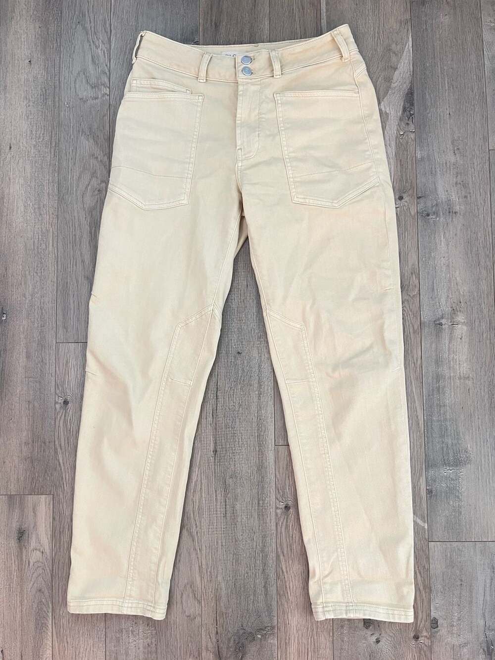 Pilcro High-Rise Utility Barrel Leg Pants in Cream by Anthropology